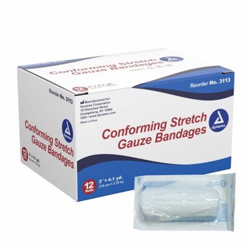 Dynarex, Conforming Bandage Dynarex  Polyester 1-Ply 3 Inch X 4-1/10 Yard Roll Shape Sterile, Case Of 8