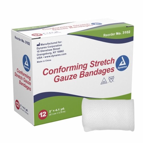 Dynarex, Conforming Bandage 2 Inch X 4-1/10 NonSterile, Case Of 8