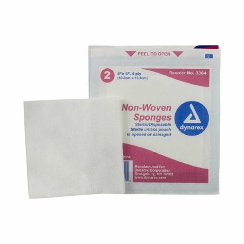 Dynarex, NonWoven Sponge Dynarex NonWoven 4-Ply 4 X 4 Inch Square Sterile, Count of 25