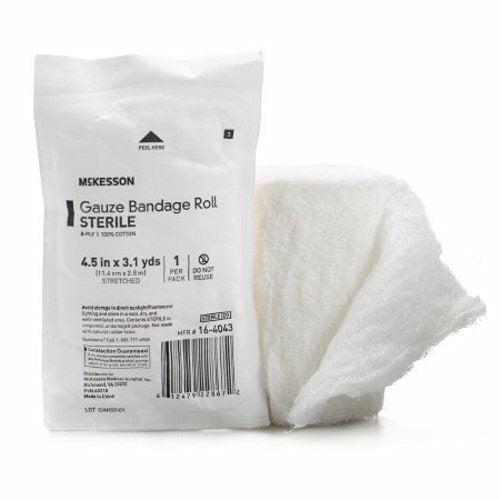 McKesson, Fluff Bandage Roll McKesson Cotton 6-Ply 4-1/2 Inch X 3-1/10 Yard Roll Shape Sterile, Count of 100