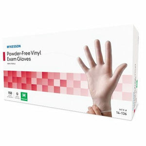 McKesson, Exam Glove McKesson X-Small NonSterile Vinyl Standard Cuff Length Smooth Clear Not Chemo Approved, Box Of 150