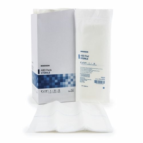 McKesson, Abdominal Pad McKesson NonWoven Cellulose 7-1/2 X 8 Inch Rectangle Sterile, Case Of 20