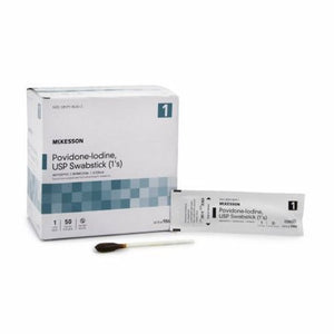 McKesson, Impregnated Swabstick McKesson 1 Pack Individual Packet 10% Strength Povidone-Iodine, Box Of 50