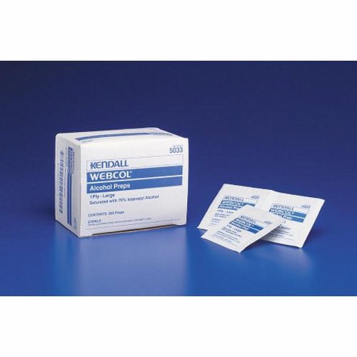 Cardinal, Alcohol Prep Pad Webcol Isopropyl Alcohol, 70% Individual Packet Large Sterile, Box Of 200