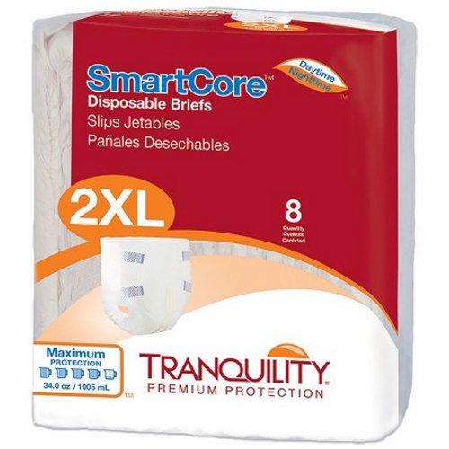 Principle Business Enterprises, Unisex Adult Incontinence Brief Tranquility SmartCore Tab Closure 2X-Large Disposable Heavy Absorben, Pack Of 8