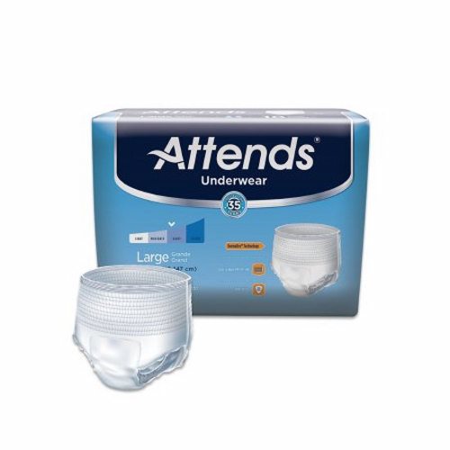 Attends, Unisex Adult Absorbent Underwear Attends  Pull On with Tear Away Seams Large Disposable Moderate Abs, Case Of 4