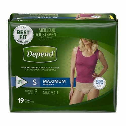 Kimberly Clark, Female Adult Absorbent Underwear Depend  FIT-FLEX  Pull On with Tear Away Seams Small Disposable Hea, Pack Of 19