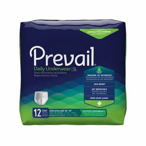 First Quality, Female Adult Absorbent Underwear Prevail  Daily Underwear Pull On with Tear Away Seams 2X-Large Disp, Pack Of 12