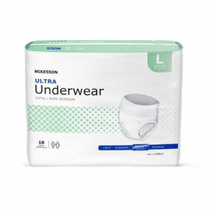 McKesson, Unisex Adult Absorbent Underwear McKesson Ultra Pull On with Tear Away Seams Large Disposable Heavy, Count of 4