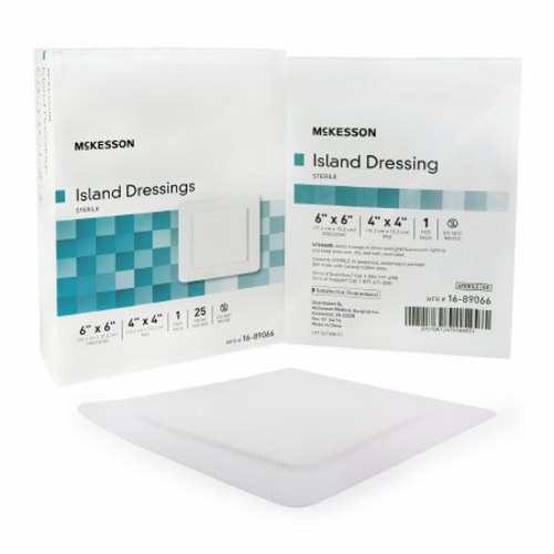 McKesson, Adhesive Dressing McKesson 6 X 6 Inch Polypropylene / Rayon Square White Sterile, Box Of 25