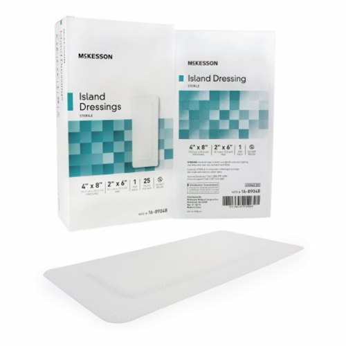 McKesson, Adhesive Dressing McKesson 4 X 8 Inch Polypropylene / Rayon Rectangle White Sterile, Box Of 25