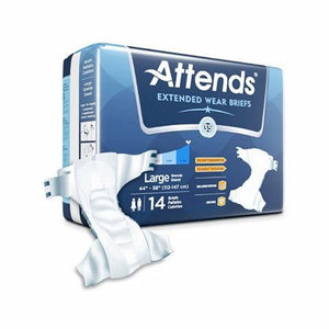 Attends, Unisex Adult Incontinence Brief Attends  Extended Wear Tab Closure Large Disposable Heavy Absorbency, Case Of 4