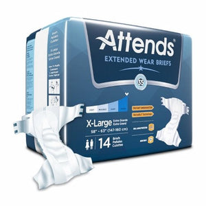 Attends, Unisex Adult Incontinence Brief Attends  Extended Wear Tab Closure X-Large Disposable Heavy Absorben, Count of 14