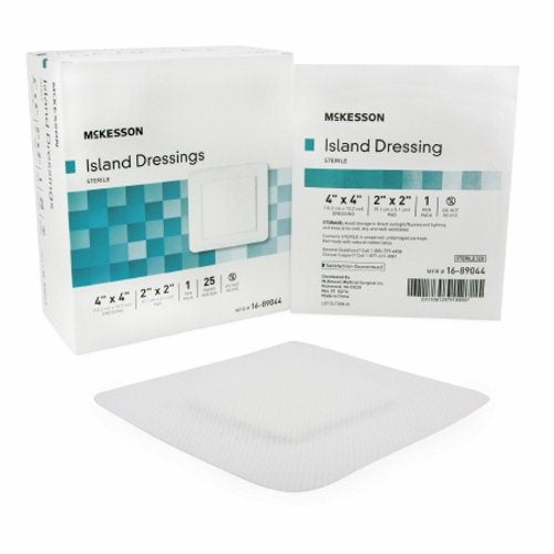 McKesson, Adhesive Dressing McKesson 4 X 4 Inch Polypropylene / Rayon Square White Sterile, Box Of 25