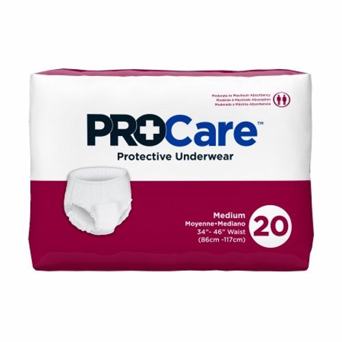 First Quality, Unisex Adult Absorbent Underwear ProCare Pull On with Tear Away Seams Medium Disposable Moderate Abs, Case Of 4