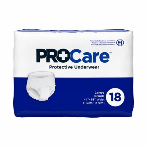 First Quality, Unisex Adult Absorbent Underwear ProCare Pull On with Tear Away Seams Large Disposable Moderate Abso, Count of 18