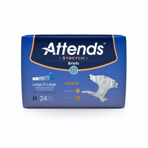 Attends, Unisex Adult Incontinence Brief Stretch Large / X-Large Disposable Heavy Absorbency, Case Of 4