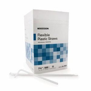 McKesson, Flexible Drinking Straw McKesson 7-3/4 Inch White Individually Wrapped, Box Of 1