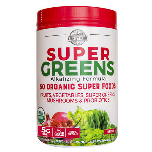 Country Farms, Super Green Drink Mix Berry, 10.6 Oz