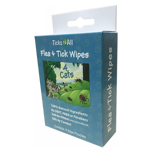 Ticks-N-All, Flea Tick 4 Cat Wipes, 6 Count