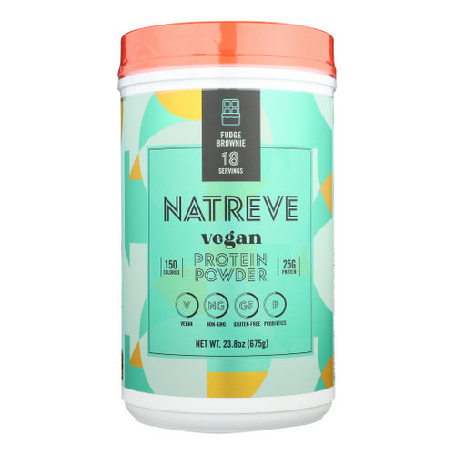 Natreve, 100% Vegan Protein Powder, Fudge Brownie Sundae, 675 Grams