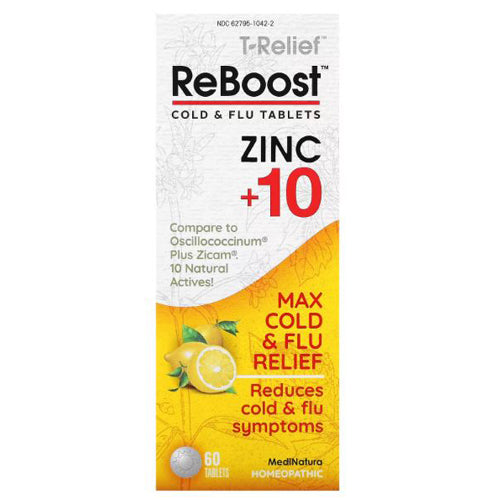 MediNatura, ReBoost Zinc +10 Cold & Flu Relief Lemon, 60 Tabs