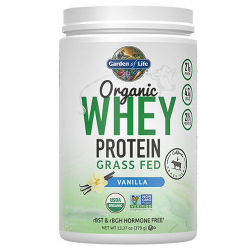 Garden of Life, Organic Whey Protein Grass fed Powder, Vanilla, 13.33 Oz