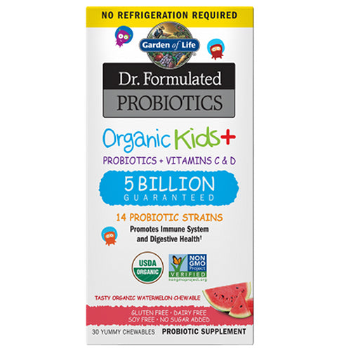 Garden of Life, Dr. Formulated Probiotics Organic Kids + 5 Billion CFU, Watermelon, 30 Chewable Tabs