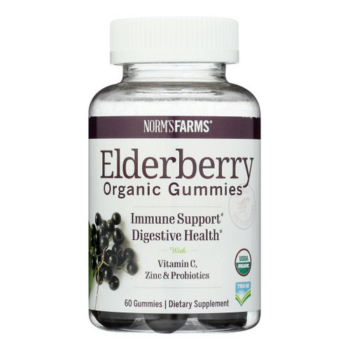 Norms Farms, Organic Elderberry Probiotic Gummies, 60 Caps