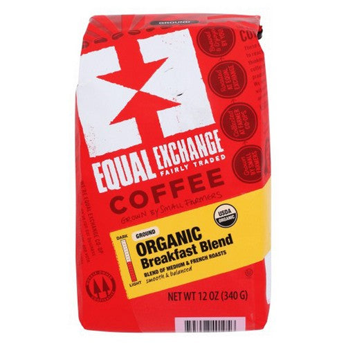 Equal Exchange, Organic Breakfast Blend Medium & French Roast Ground Coffee, 12 Oz(Case Of 6)