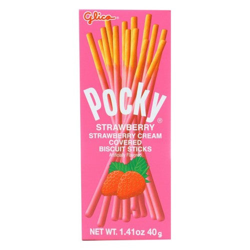 Glico, Pocky Strawberry Cookie Sticks, 1.41 Oz(Case Of 20)