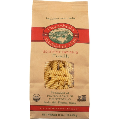 Montebello, Organic Fusilli Pasta, 16 Oz(Case Of 12)