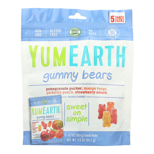 Yum Earth, Gummy Bears Snack Packs Assorted, 3.5 Oz(Case Of 12)