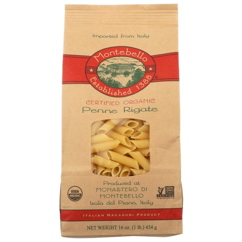 Montebello, Organic Penne Rigate Pasta, 16 Oz(Case Of 12)