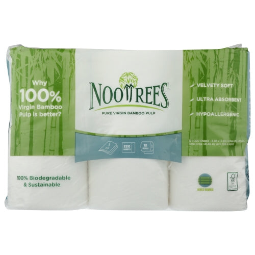 Nootrees, Bamboo 3-Ply Toilet Paper, 12 rolls (Case Of 4)