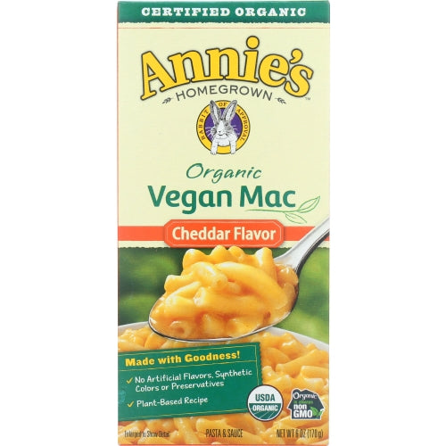 Annie's Homegrown, Organic Vegan Macaroni Cheddar Flavor, 6 Oz