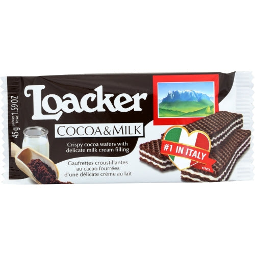 Loacker, Wafer Clsc Ccoa Mlk 45G, 1.59 Oz(Case Of 12)