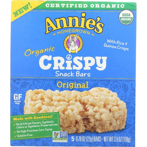 Annie's Homegrown, Organic Original Crispy Snack Bars, 3.9 Oz(Case Of 8)