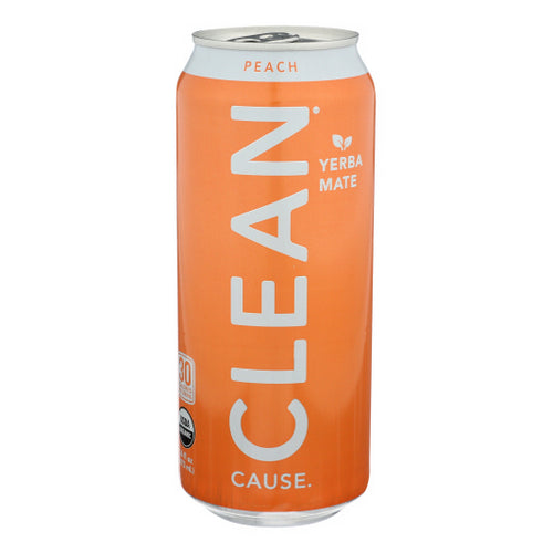 Clean Cause, Yerba Mate Peach Clean, 16 Oz(Case Of 12)