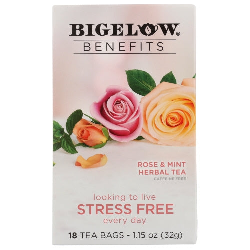 Bigelow, Stress Free Rose And Mint Herbal Tea, 1.15 Oz(Case Of 6)