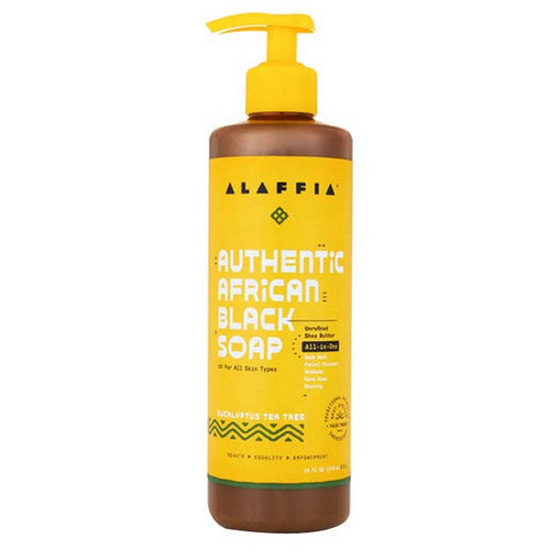 Alaffia, Authentic African Black Soap Eucalyptus Tea Tree, 16 Oz