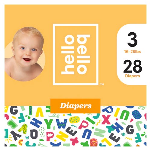 Hello Bello, Jumbo Diapers Alphabet Soup Size 3 (16- 28 Lbs), 28 Count