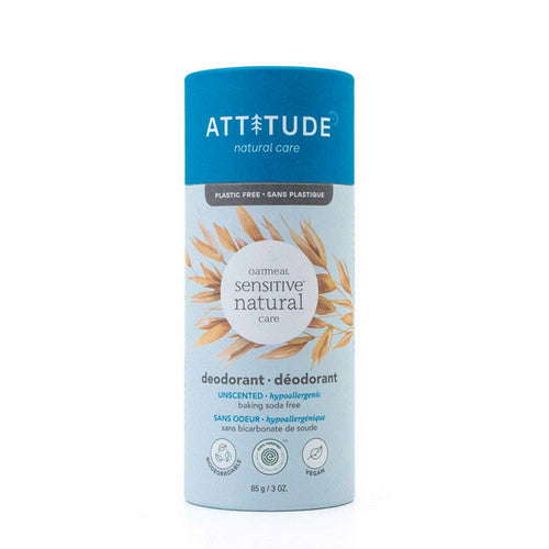 Attitude, Baking Soda-Free Deodorant Unscented, 3 Oz