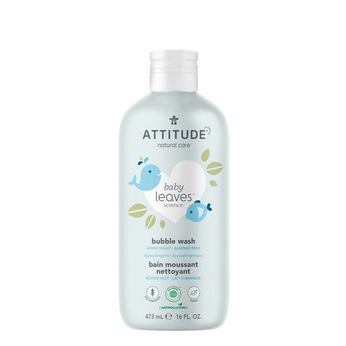 Attitude, Baby Leaves Bubble Wash Night Almond Milk, 16 Oz