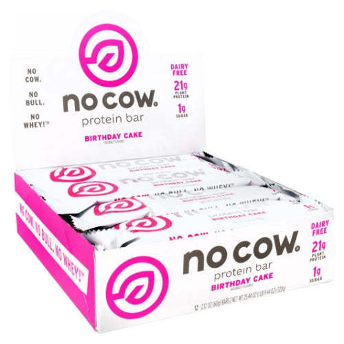 No Cow Bar, No Cow Protein Bar Birthday Cake, 12 Count