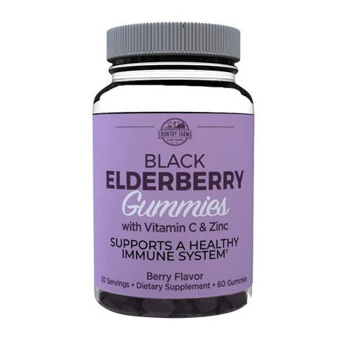 Country Farms, Black Elderberry Gummies, 60 Count