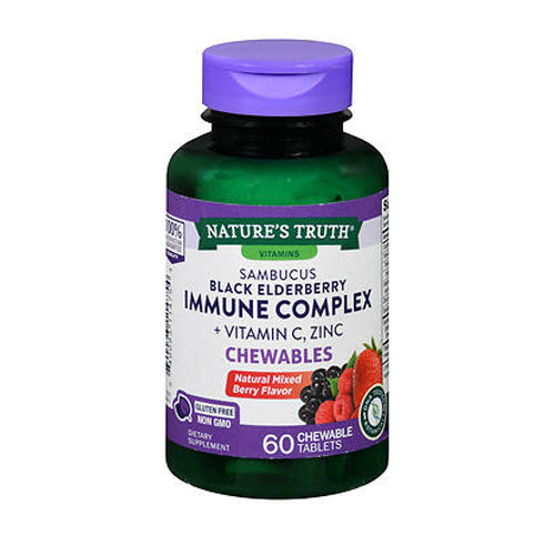 Nature's Truth, Nature's Truth Sambucus Black Elderberry Immune Complex + Vitamin C Zinc Mixed Berry Flavor, 60 Count