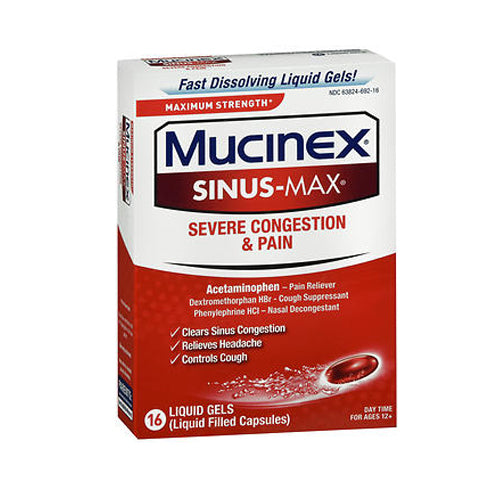 Mucinex, Sinus-Max Severe Congestion and Pain, 16 Caplets