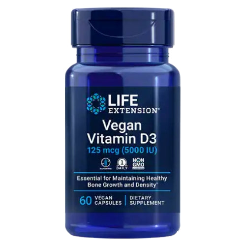 Life Extension, Vegan Vitamin D3, 125 mcg (5000 IU), 60 Caps