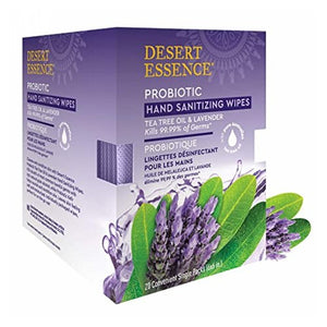 Desert Essence, Probiotic Hand Sanitizing Wipes Lavender, 20 Count